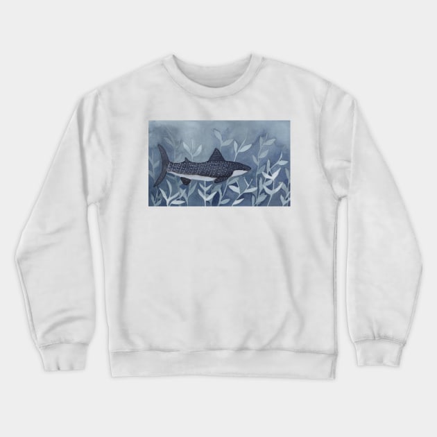 Whimsical Whale Shark in Watercolor Crewneck Sweatshirt by Sandraartist